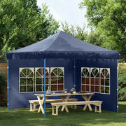 Parete per Tendostruttura 2 pz con Finestra in PE Blu 45115