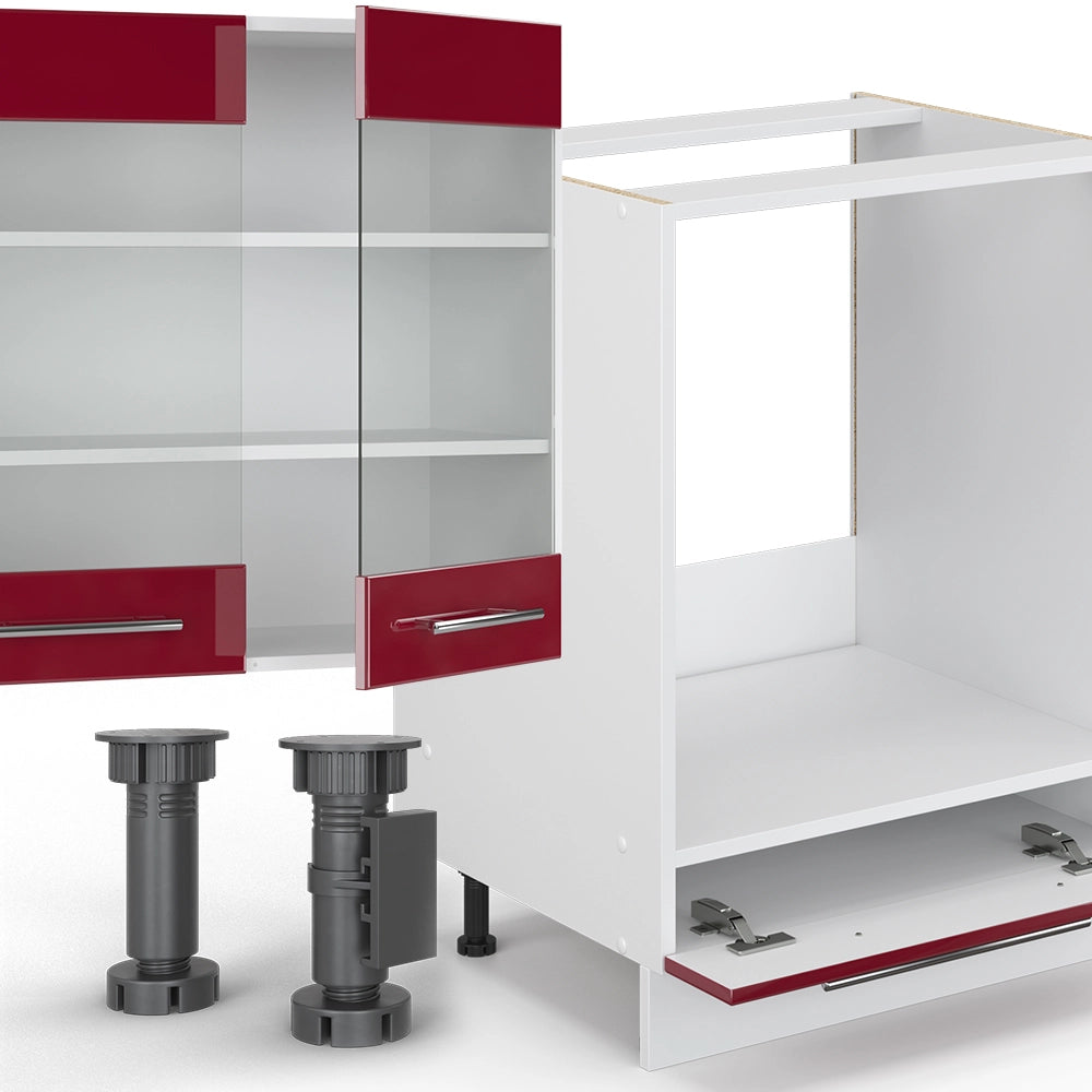 Cucina componibile Fame-Line Bordeaux lucido/Bianco 300 cm, PL Rovere Vicco