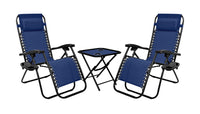 Sedia A Gravità Zero Sdraio Reclinabile Pieghevole Con Poggiatesta Poltrona Casa Terrazzo Giardino Struttura In Acciaio - Set Blu2