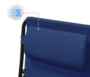 Sedia A Gravità Zero Sdraio Reclinabile Pieghevole Con Poggiatesta Poltrona Casa Terrazzo Giardino Struttura In Acciaio - Set Blu2