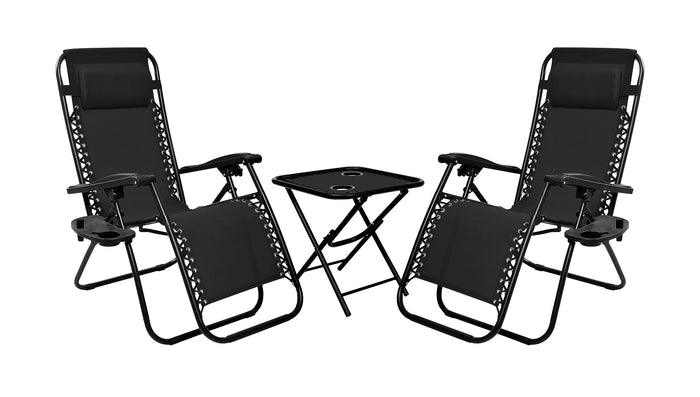 Sedia A Gravità Zero Sdraio Reclinabile Pieghevole Con Poggiatesta Poltrona Casa Terrazzo Giardino Struttura In Acciaio - Set Nero4