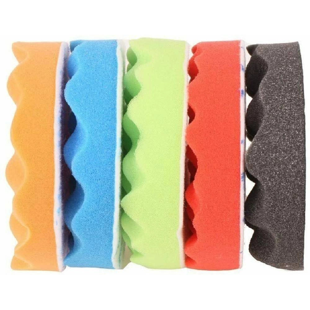 Trade Shop - Kit 10 Pz Spugna Lucidante Ceratura + Adattatore Per Trapano Lucidatrice 150mm -