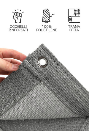 Telo Copribalcone Tinta Unita 90 x 500 Cm HDPE UV Frangivento Con Occhielli e 24 Metri Corda Schermo Privacy Terrazzo Frangivista Recinzione Copri Ringhiera Balconi Antipioggia - Grigio