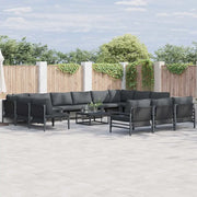 Set Divano da Giardino con cuscino 13 pcs Nero Acciaio 3379028