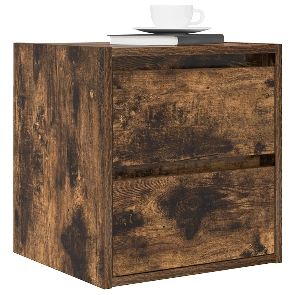 Comodini a Muro 2 pz Rovere Fumo 38x34x40 cm