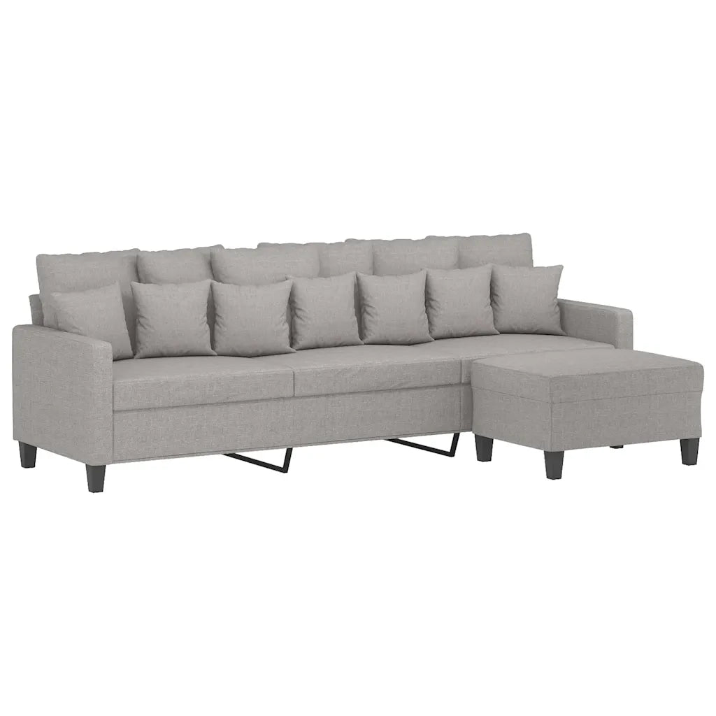 Divano a 3 Posti con Poggiapiedi Grigio Chiaro 210cm in Tessuto cod mxl 65566