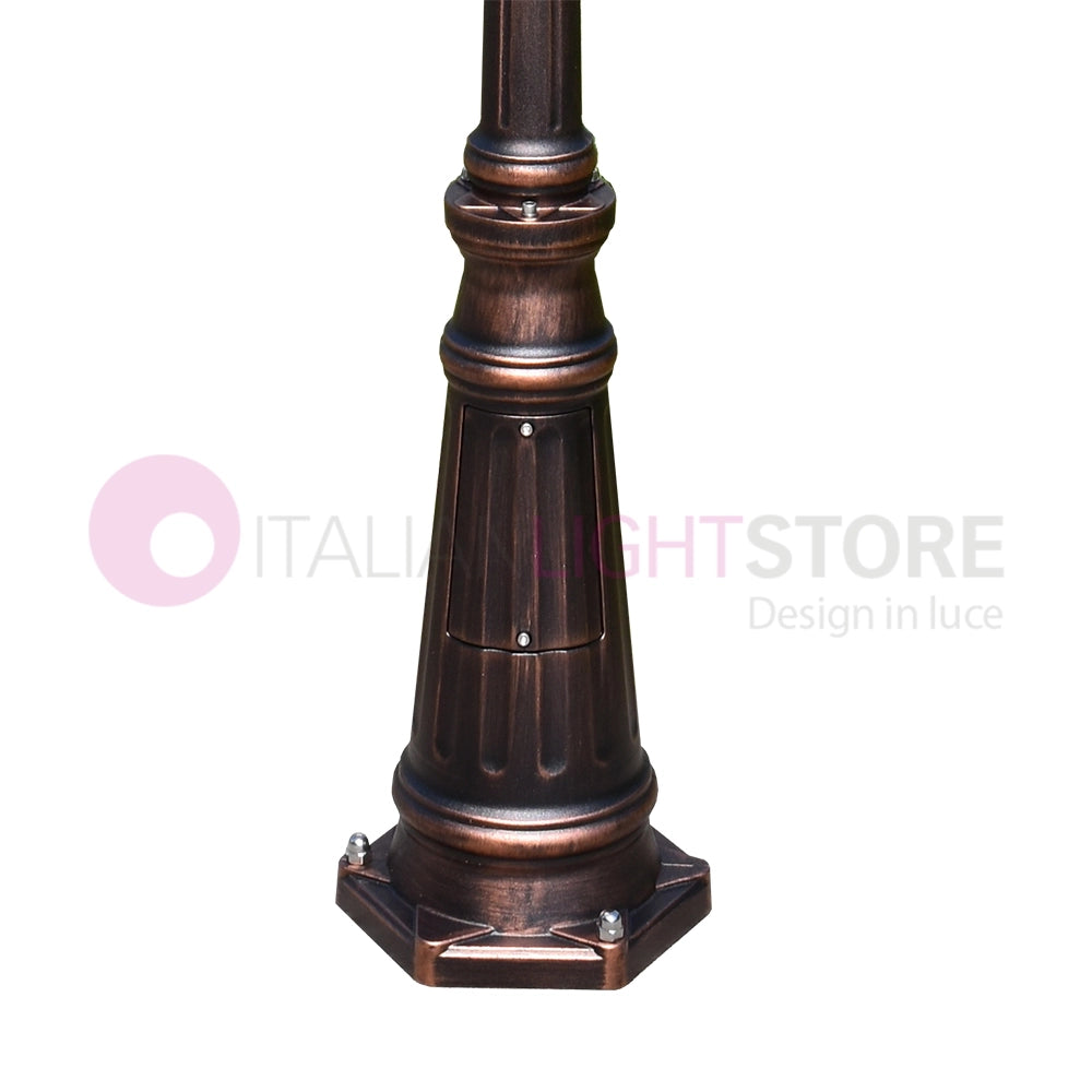 ENEA Lampione a 3 luci h.212 in Alluminio per Esterno Vialetto Giardino NERO-RAME