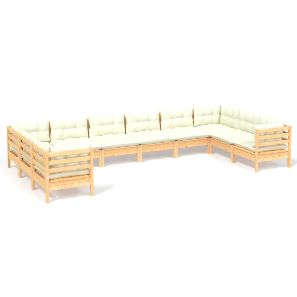 Set Divani da Giardino 10 pz con Cuscini Crema Massello di Pino cod mxl 41375