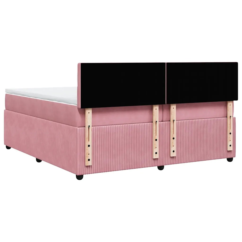 Giroletto a Molle con Materasso Rosa 200x200 cm in Velluto 3287847