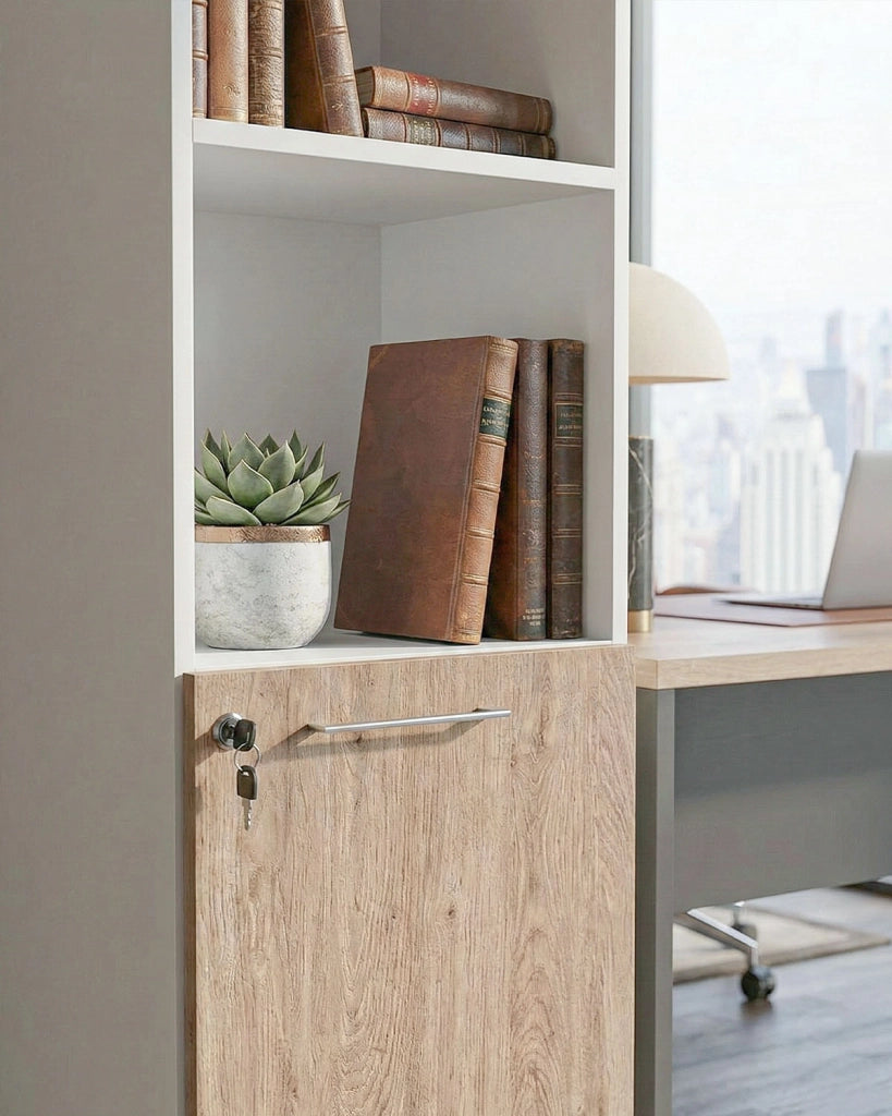 Armadio ufficio Daytona - Mobile archivio 1 anta con serratura - 4 mensole incluse - L. 45 x H. 199 x P. 42,5 cm – Bianco virginia_