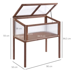 Cassone da coltivazione con copertura apribile 90 x 50 x 93 cm, legno marrone