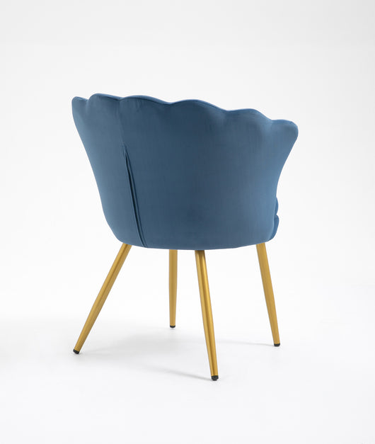 Poltrona Conchiglia Camera da Letto in Velluto Design Moderno Maddina Blu