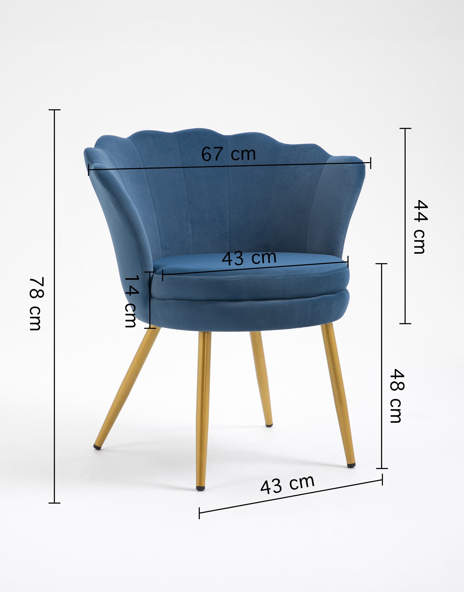 Poltrona Conchiglia Camera da Letto in Velluto Design Moderno Maddina Blu
