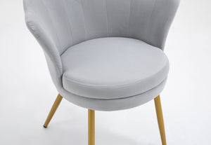 Poltrona Conchiglia Camera da Letto in Velluto Design Moderno Maddina Grigio