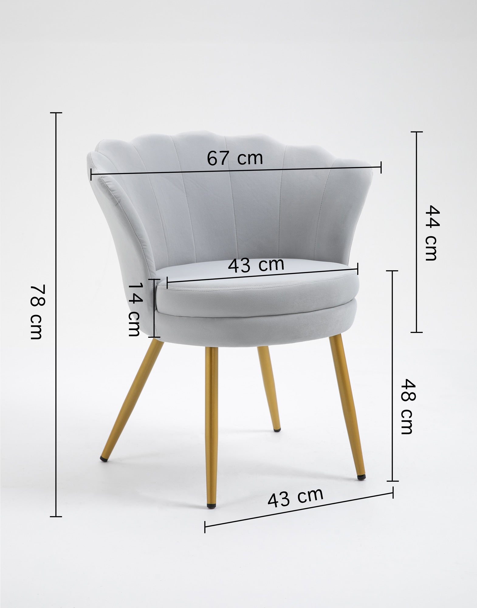 Poltrona Conchiglia Camera da Letto in Velluto Design Moderno Maddina Grigio