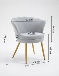 Poltrona Conchiglia Camera da Letto in Velluto Design Moderno Maddina Grigio