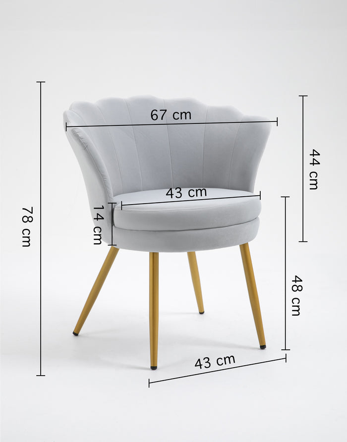 Poltrona Conchiglia Camera da Letto in Velluto Design Moderno Maddina Grigio