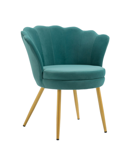 Poltrona Conchiglia Camera da Letto in Velluto Design Moderno Maddina Petrolio