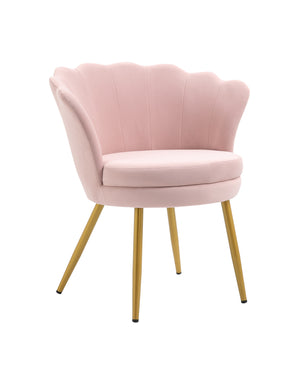 Poltrona chiglia Camera da Letto in Velluto Design Moderno, Sedia Classica  - Poltroncina per Salotto  Seduta Morbida Imbottita Modello Maddina - RosaAntico