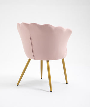 Poltrona Conchiglia Camera da Letto in Velluto Design Moderno Maddina RosaCipria