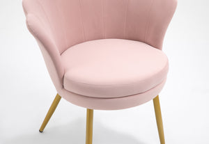 Poltrona Conchiglia Camera da Letto in Velluto Design Moderno Maddina RosaCipria