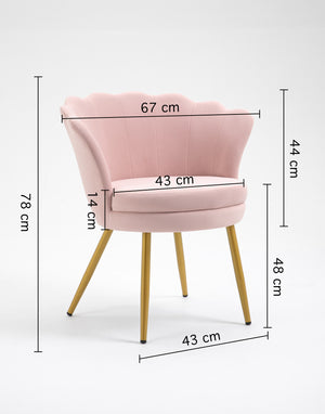 Poltrona Conchiglia Camera da Letto in Velluto Design Moderno Maddina RosaCipria