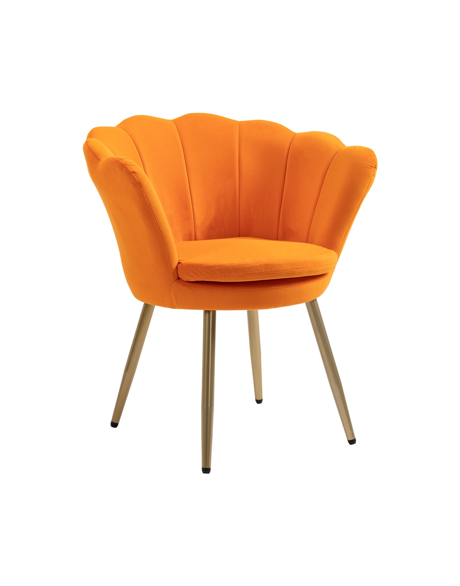 Poltrona chiglia Camera da Letto in Velluto Design Moderno, Sedia Classica  - Poltroncina per Salotto  Seduta Morbida Imbottita Modello Maddina - Mandarino