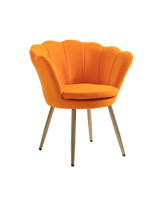 Poltrona chiglia Camera da Letto in Velluto Design Moderno, Sedia Classica  - Poltroncina per Salotto  Seduta Morbida Imbottita Modello Maddina - Mandarino