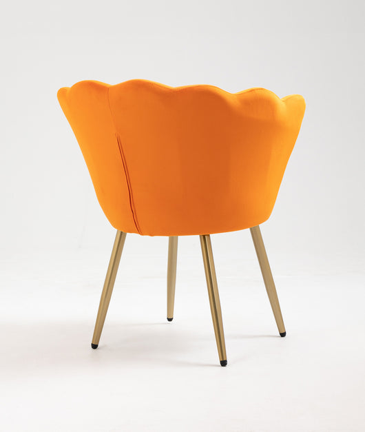 Poltrona chiglia Camera da Letto in Velluto Design Moderno, Sedia Classica  - Poltroncina per Salotto  Seduta Morbida Imbottita Modello Maddina - Mandarino