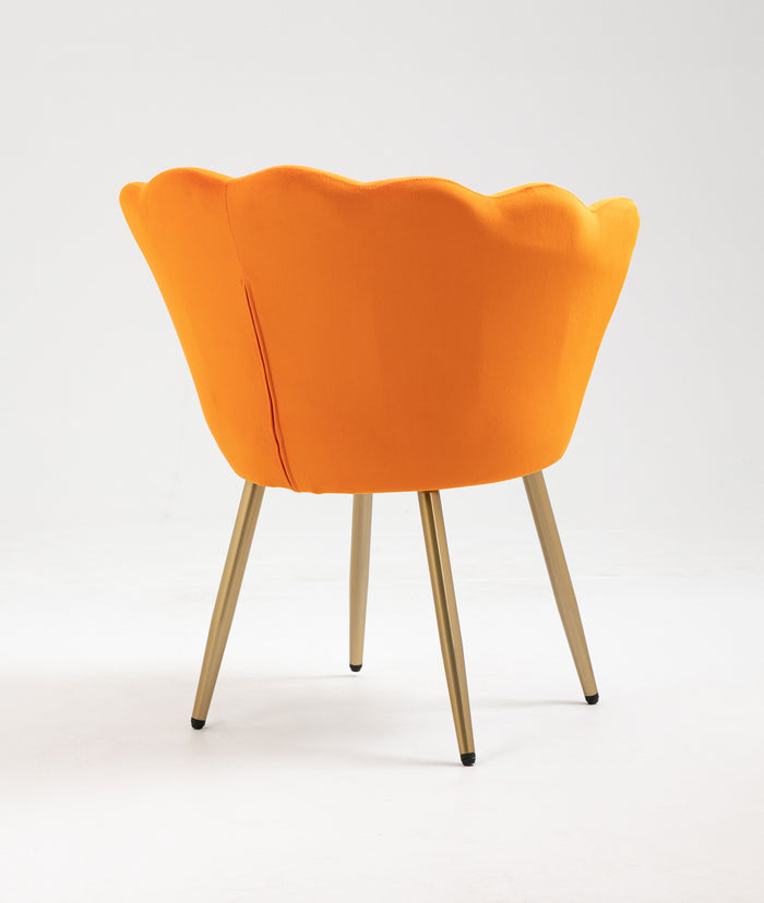 Poltrona chiglia Camera da Letto in Velluto Design Moderno, Sedia Classica  - Poltroncina per Salotto  Seduta Morbida Imbottita Modello Maddina - Mandarino