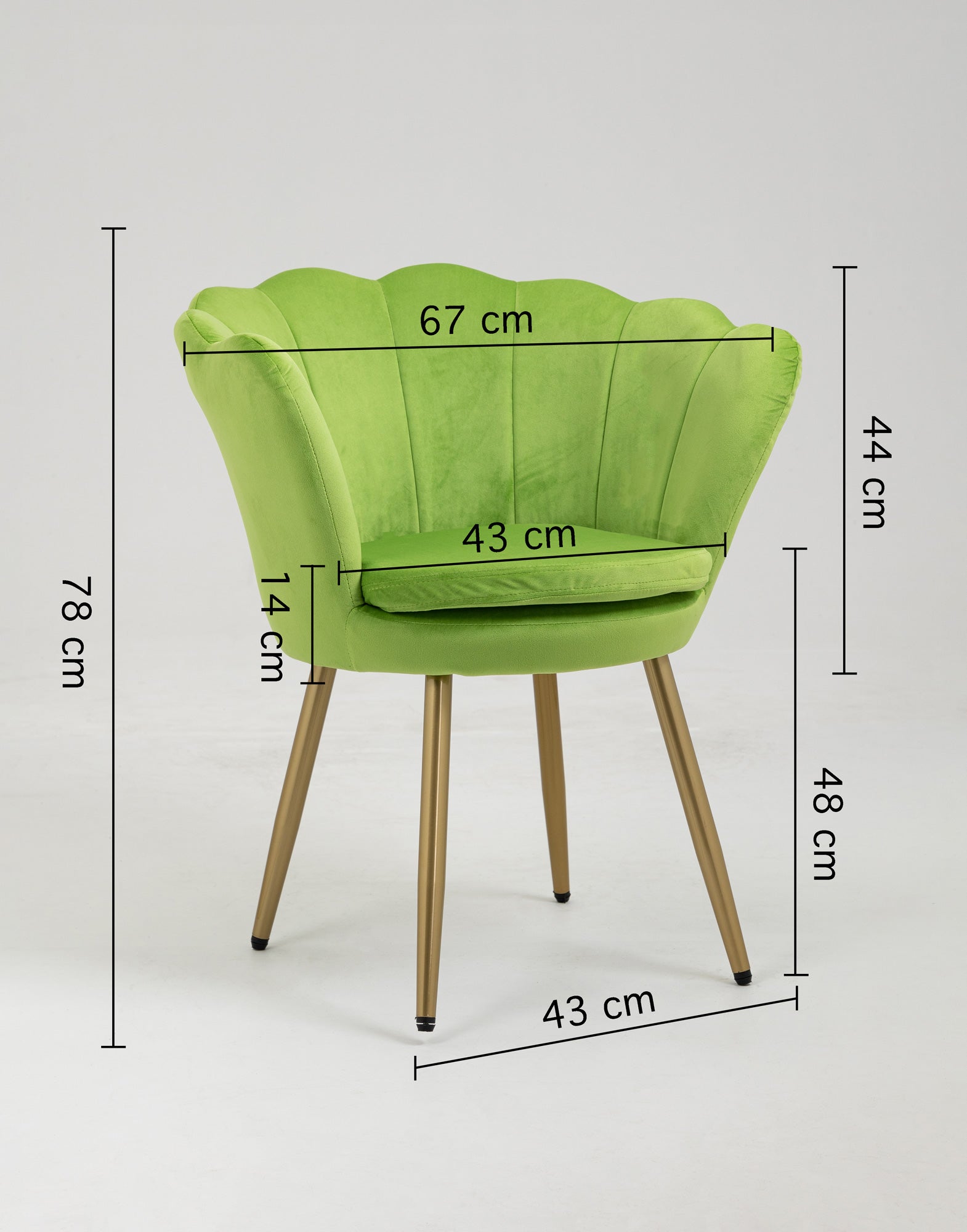 Poltrona chiglia Camera da Letto in Velluto Design Moderno, Sedia Classica  - Poltroncina per Salotto  Seduta Morbida Imbottita Modello Maddina - VerdeAcido