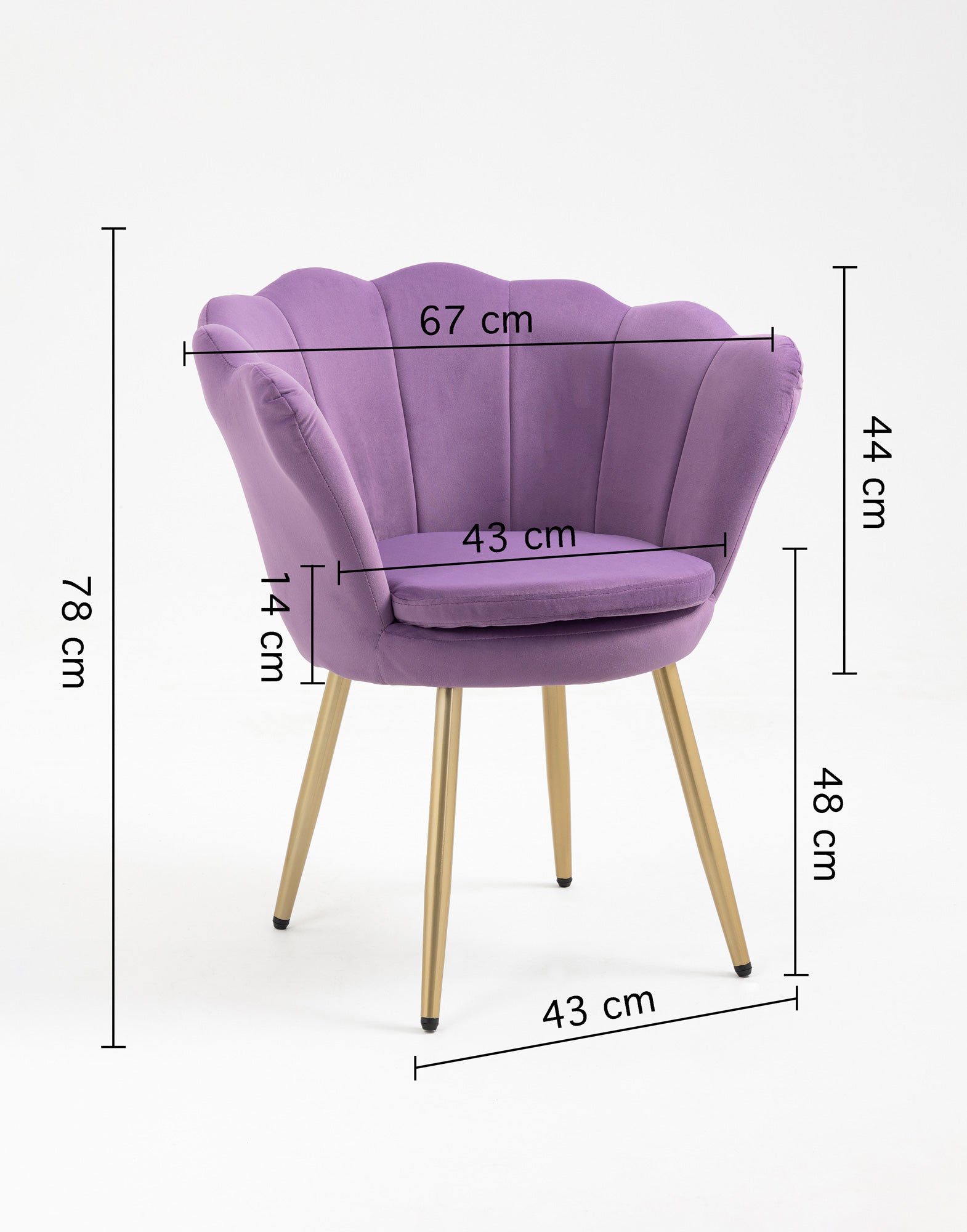 Poltrona Conchiglia Camera da Letto in Velluto Design Moderno Maddina Violetto