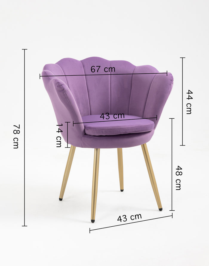 Poltrona Conchiglia Camera da Letto in Velluto Design Moderno Maddina Violetto