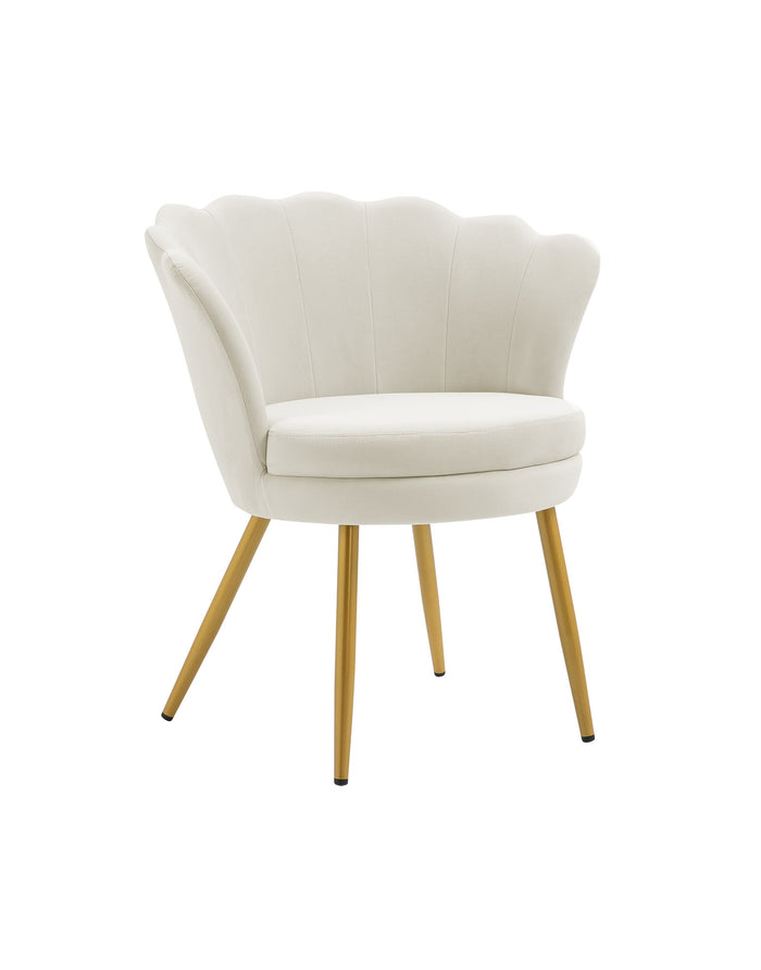 Poltrona Conchiglia Camera da Letto in Velluto Design Moderno Maddina Beige