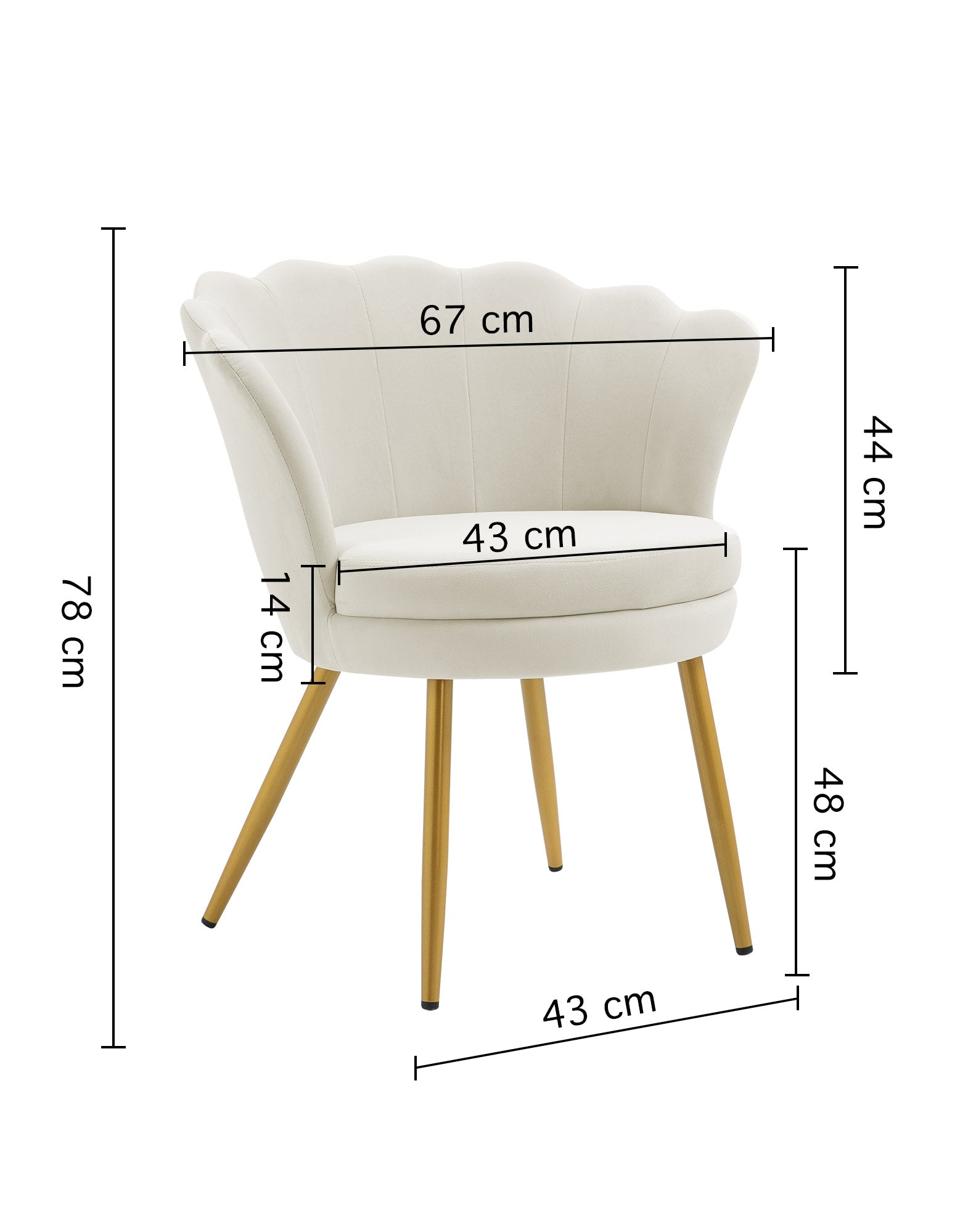 Poltrona Conchiglia Camera da Letto in Velluto Design Moderno Maddina Beige