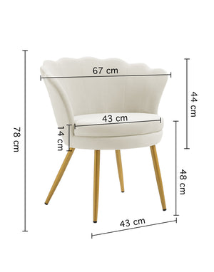 Poltrona Conchiglia Camera da Letto in Velluto Design Moderno Maddina Beige