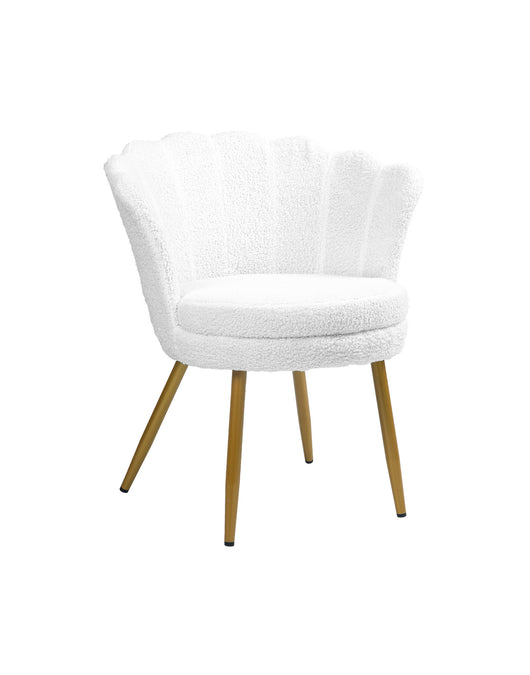 Poltrona Conchiglia Camera da Letto in Velluto Design Moderno Maddina TeddyBianco