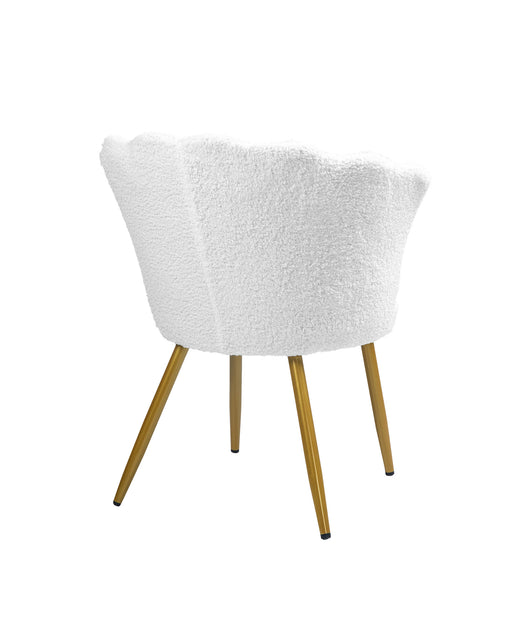 Poltrona Conchiglia Camera da Letto in Velluto Design Moderno Maddina TeddyBianco