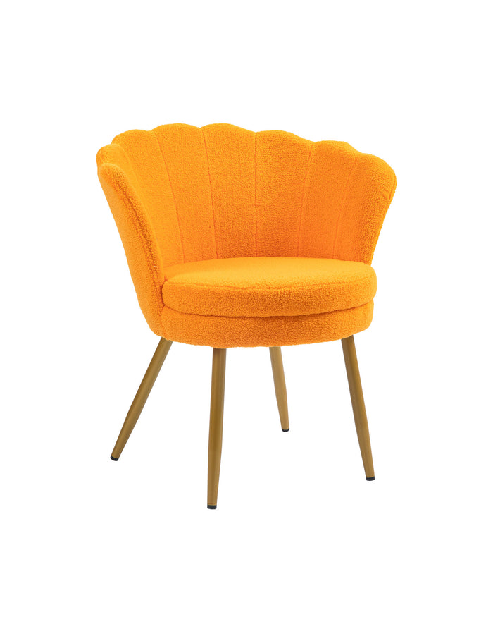 Poltrona Conchiglia Camera da Letto in Velluto Design Moderno Maddina TeddyOrange