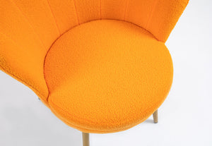 Poltrona Conchiglia Camera da Letto in Velluto Design Moderno Maddina TeddyOrange