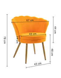 Poltrona Conchiglia Camera da Letto in Velluto Design Moderno Maddina TeddyOrange