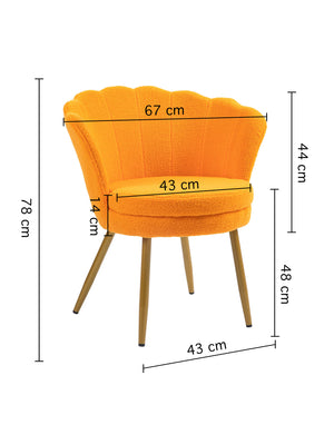 Poltrona Conchiglia Camera da Letto in Velluto Design Moderno Maddina TeddyOrange