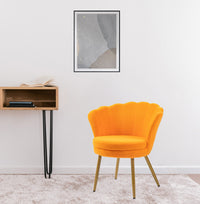 Poltrona Conchiglia Camera da Letto in Velluto Design Moderno Maddina TeddyOrange