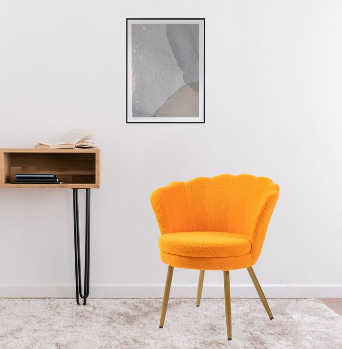 Poltrona Conchiglia Camera da Letto in Velluto Design Moderno Maddina TeddyOrange