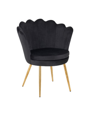 Poltrona Conchiglia Camera da Letto in Velluto Design Moderno Maddina Nero