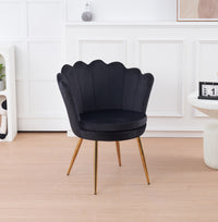 Poltrona Conchiglia Camera da Letto in Velluto Design Moderno Maddina Nero