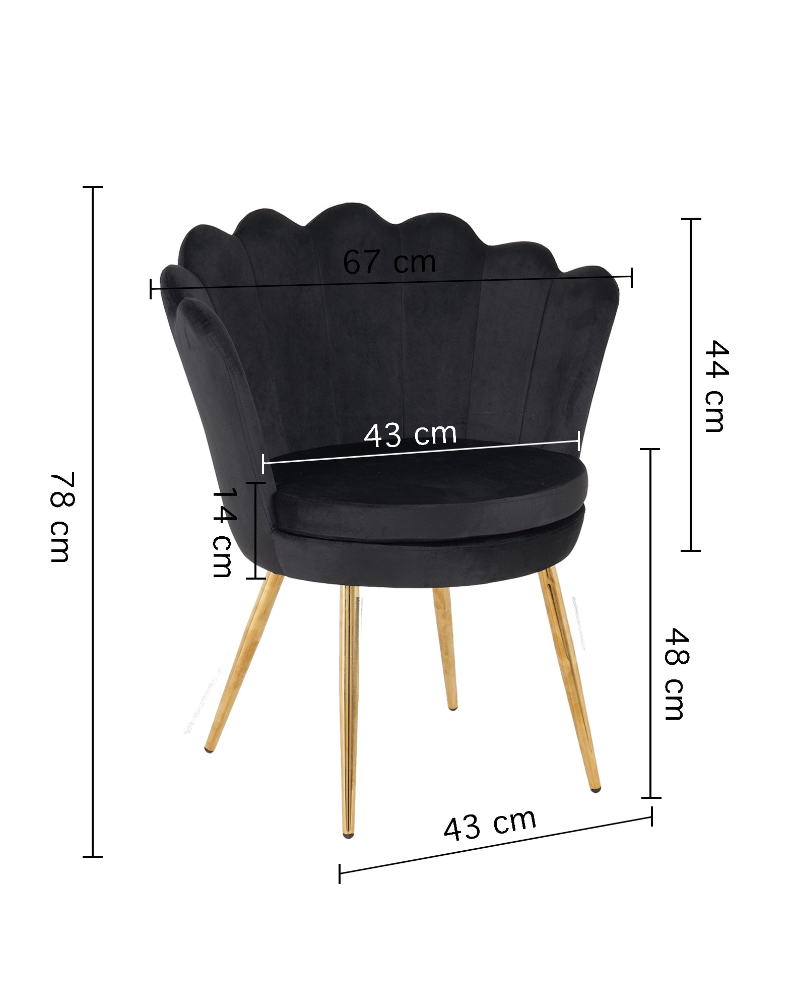 Poltrona Conchiglia Camera da Letto in Velluto Design Moderno Maddina Nero