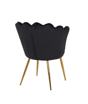 Poltrona Conchiglia Camera da Letto in Velluto Design Moderno Maddina Nero