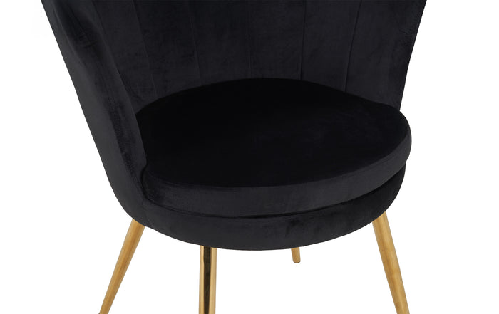 Poltrona Conchiglia Camera da Letto in Velluto Design Moderno Maddina Nero