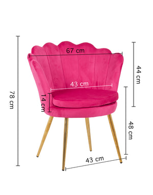 Poltrona Conchiglia Camera da Letto in Velluto Design Moderno Maddina Ciliegia
